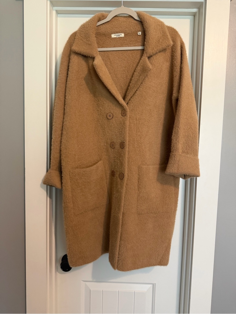 NWOT Max Studio Cozy Double-Breasted Coat - Camel